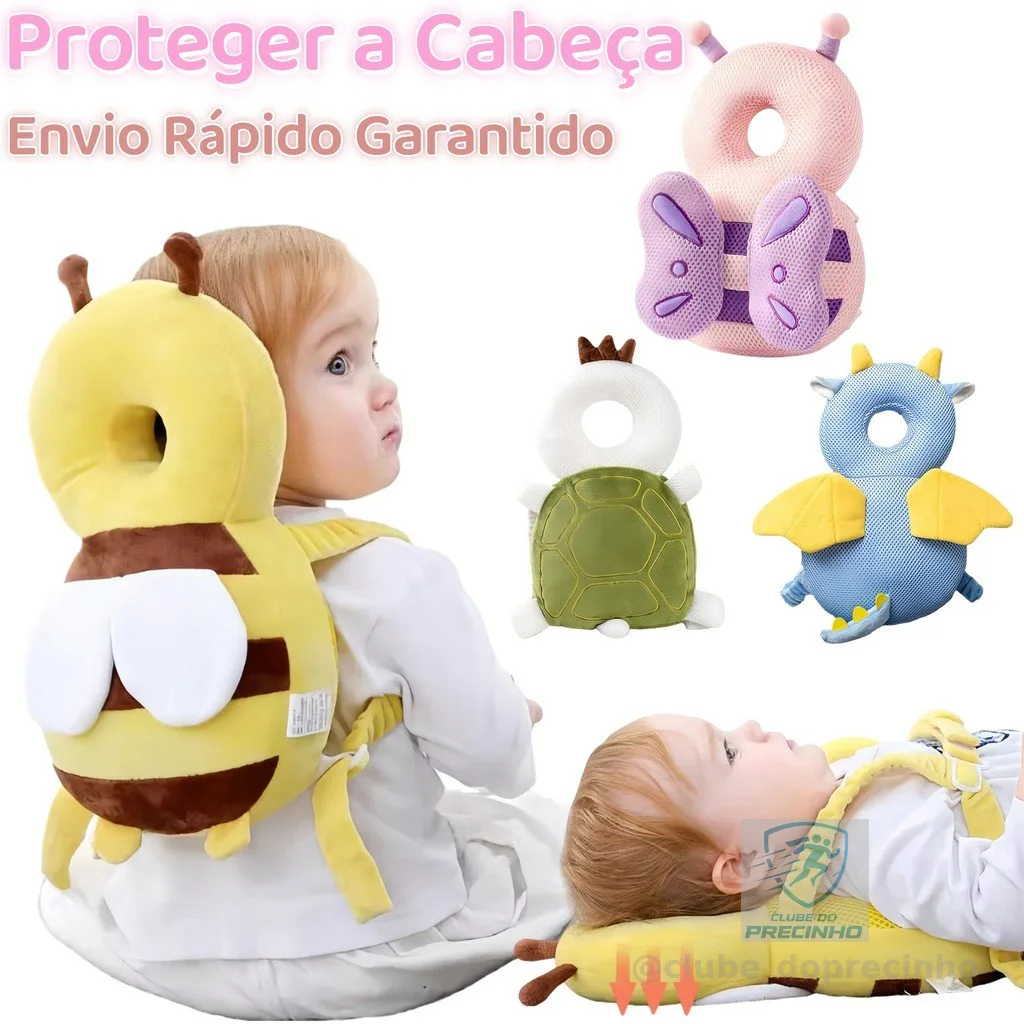 Mochila-Protetor de Cabeça Bebê - Almofada de Amortecimento, Protege Cabeça e Costas