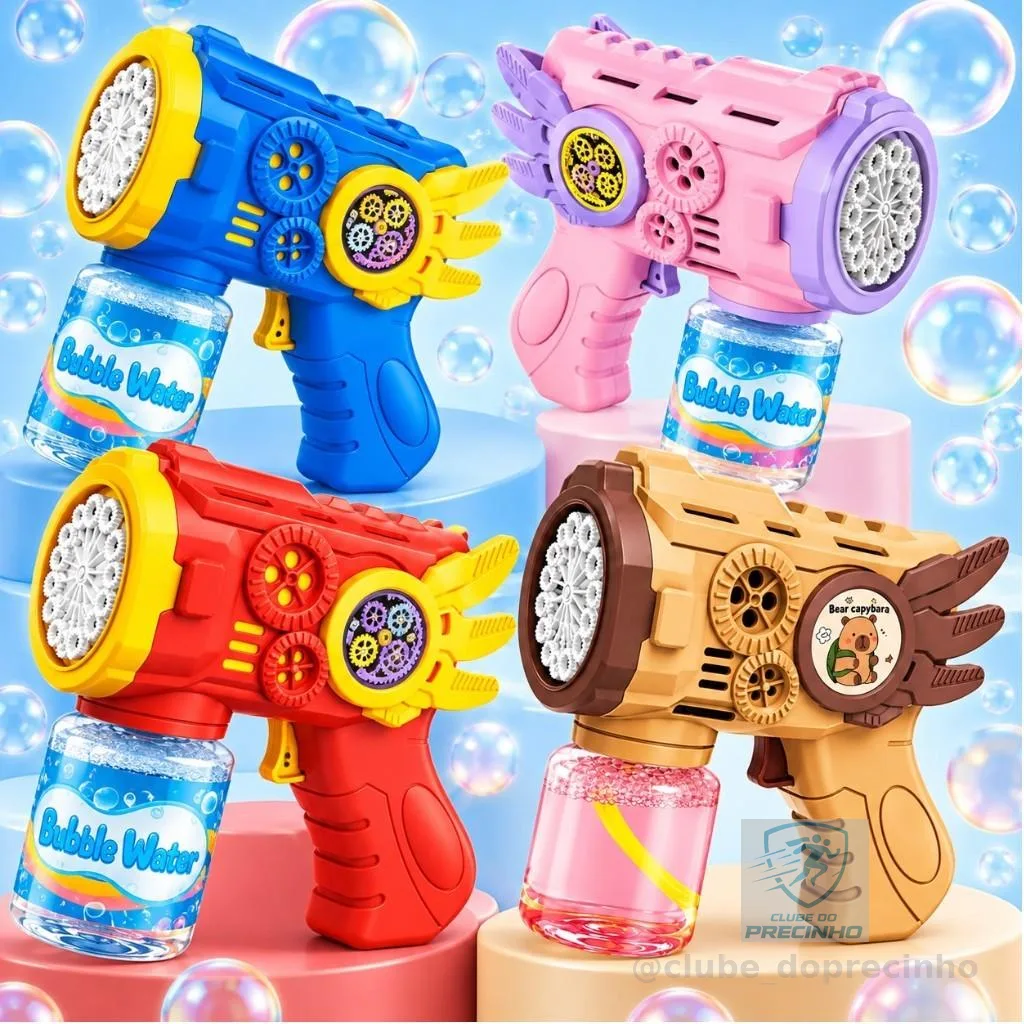 Pistola Lança Bolha Infantil Led Colorido Bolha Brinquedo Divertido Automatica