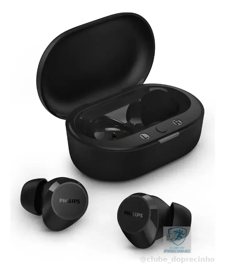 Fone De Ouvido Sem Fio TWS TAT1209BK Bluetooth 18h Philips Resistente a Água IPX4