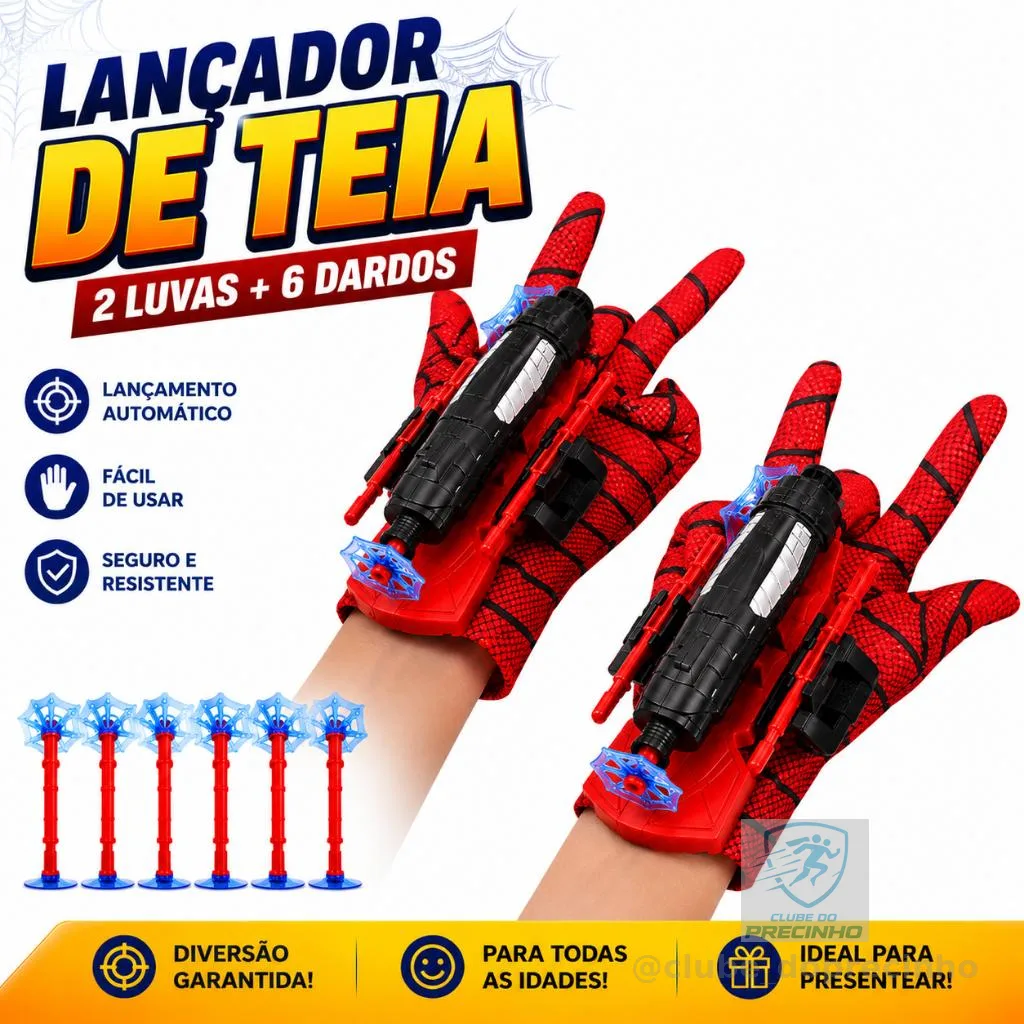 Luva Lançador de Teia Homem Aranha Brinquedo Infantil Dardos com Ventosa Herói Spider Man