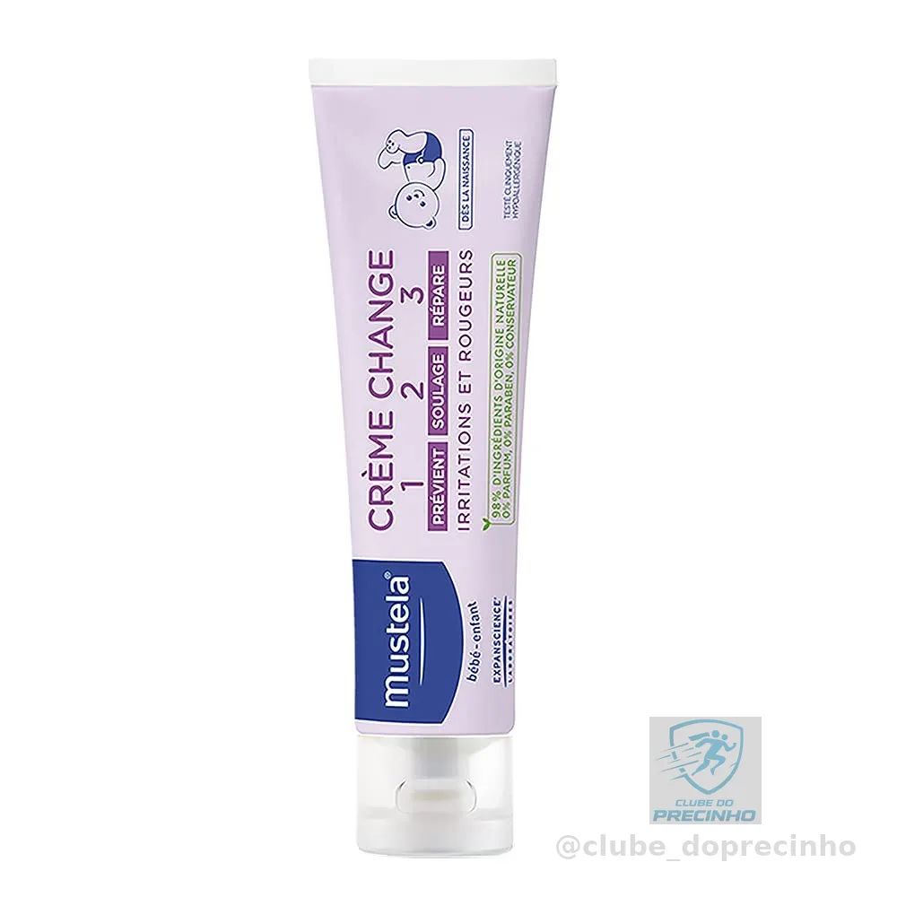 Mustela Creme Preventivo de Assaduras Vitaminado 1-2-3 108g - Pomada Antiassaduras para Bebês com Tripla Ação - 98% de Ingredientes de Origem Natural - Proteção e Hidratação