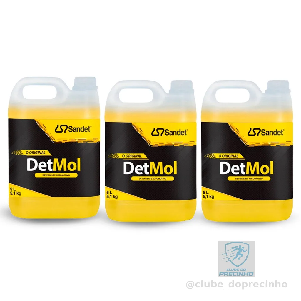 Kit 3 Shampoo Automotivo DetMol Limpeza Pesada Sandet 5L