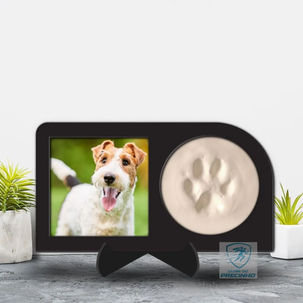 Porta Retrato com Molde da Patinha do Seu Pet - Lembrança Eterna - Molde Pata Cachorro Dog - Presente para Animais