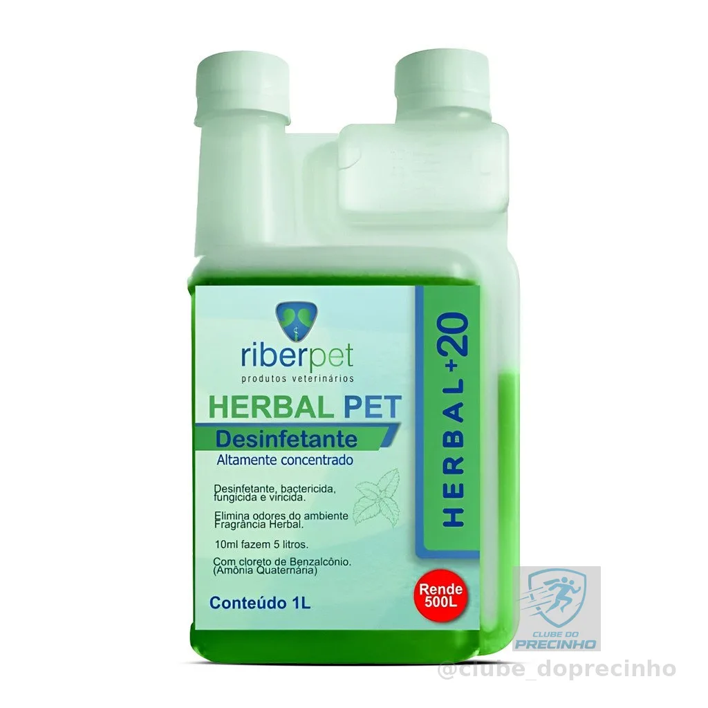 Herbal Pet +20 Desinfetante Concentrado Rende 500L Frasco 1L