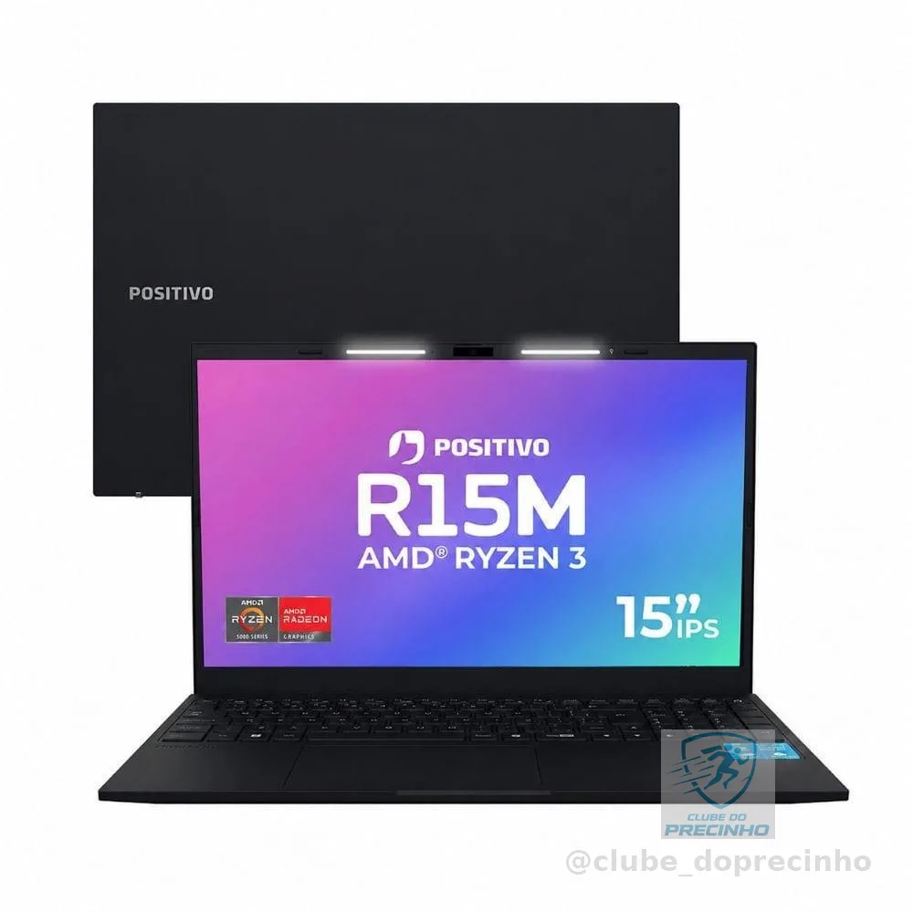 Notebook Positivo Vision R15M AMD® Ryzen 3-7330U Linux 8GB RAM 512GB SSD Wi-Fi 6 Tela 15” Full HD IPS - Minitela - Preto