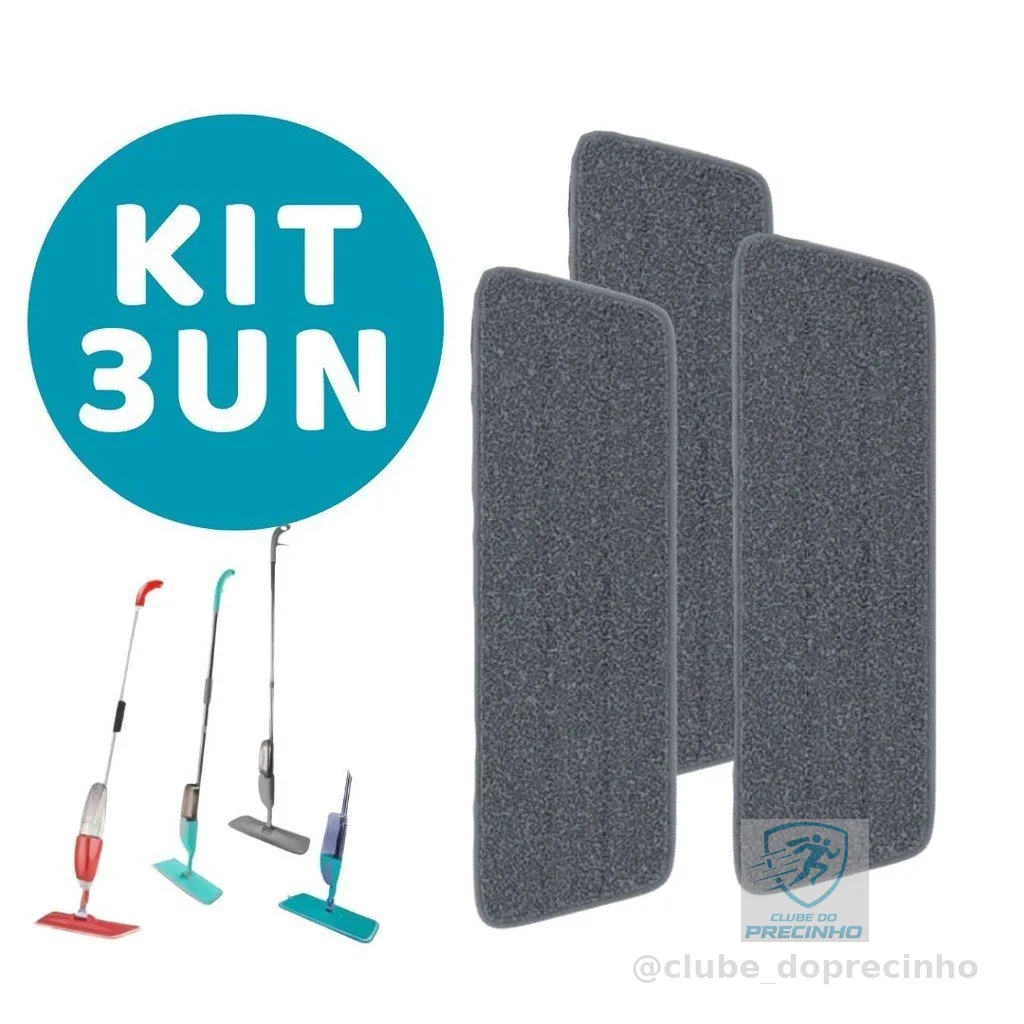 kit 3 Refis P/ Mop Spray Microfibra Esfregão Mágico - Vencedor