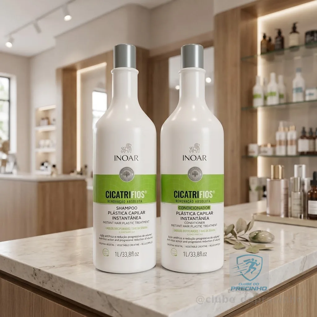 Inoar, Kit CicatriFios Plástica Capilar – Shampoo e Condicionador 2x1L, Redução de Frizz, Brilho Intenso, Hidratação Profunda, Proteção Térmica e Volume Controlado