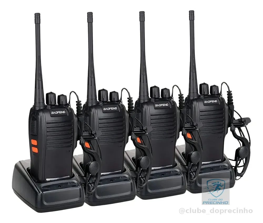 Kit 4 Radios Baofeng Comunicador Frequencia Profissional 16 Canais Cor Preto BF-777S