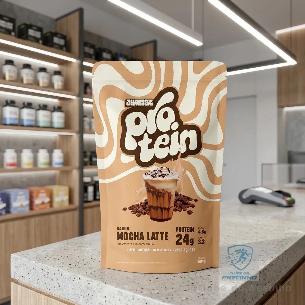 JHAMAL Suplemento Alimentar de Proteína em Pó - Sabor Mocha Latte - Saudável e Rico em Proteínas - Vegano, Sem Glúten, Sem Adição de Açúcar, Sem OGM, À Base de Plantas - Pote de 504g