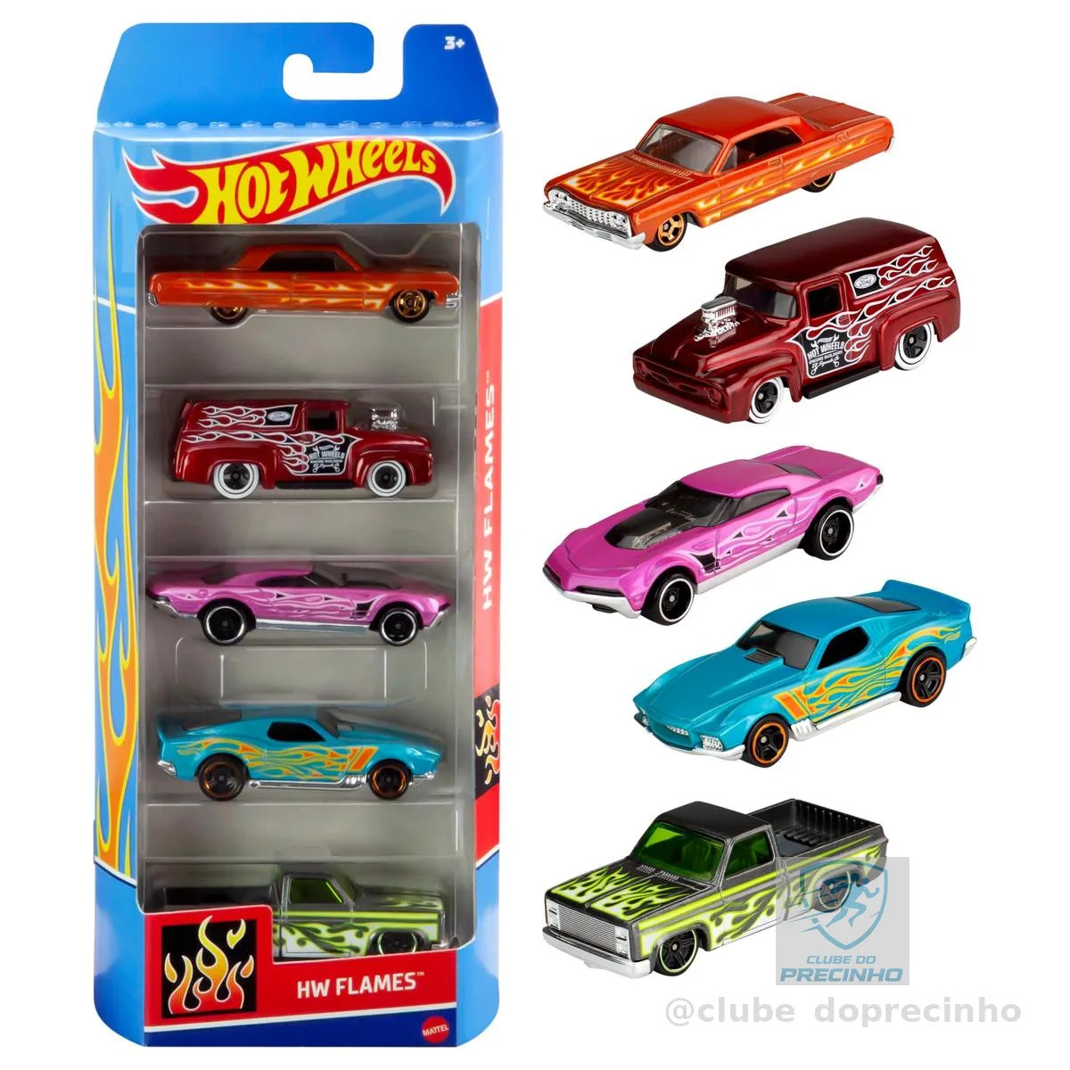 Pacote 5 Carros Sortidos, Hot Wheels, Mattel, Multicor - não é possível escolher as cores