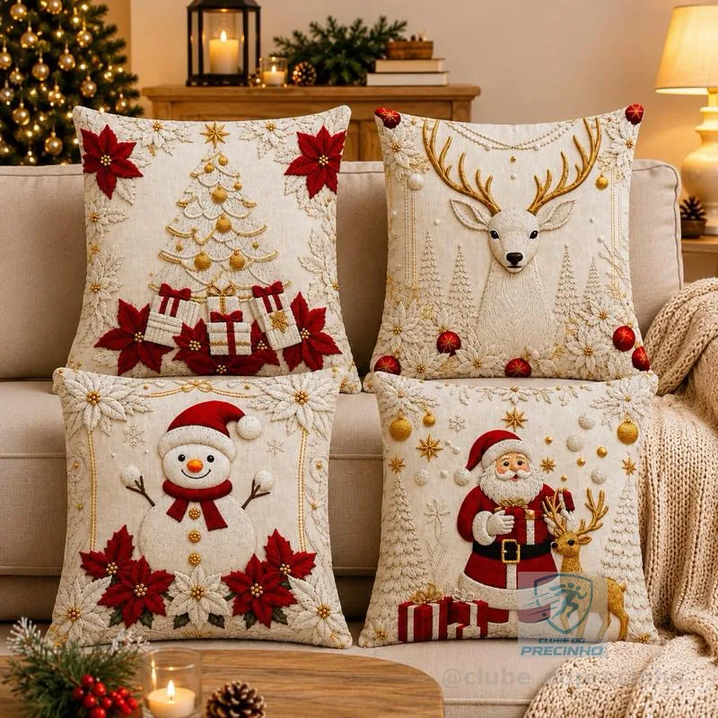 kit 4 capas de almofadas Decorativas Natal