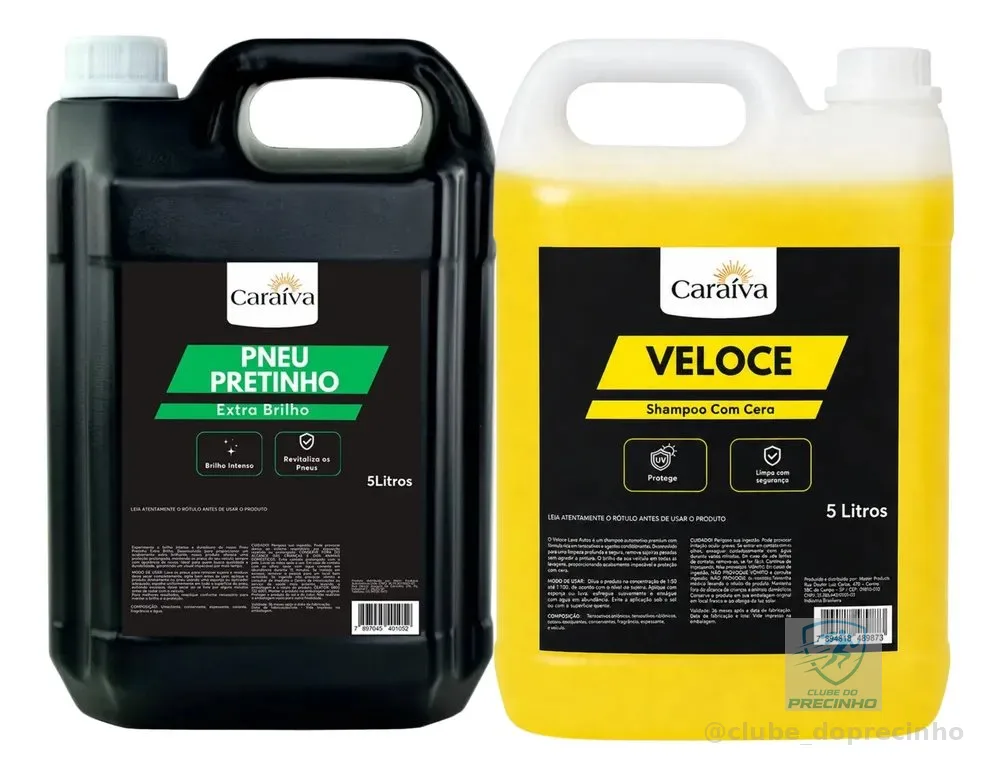 Shampoo Com Cera Neutro Concentrado + Pneu Pretinho Carro 5l