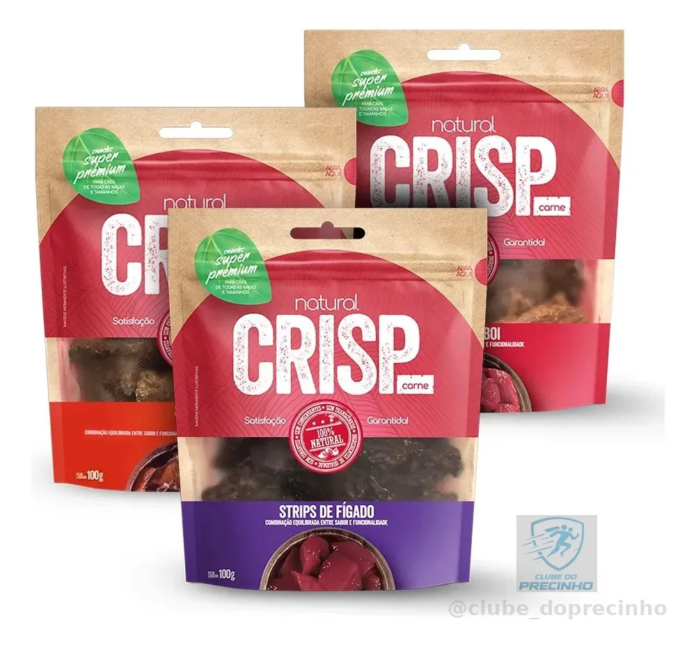 Kit Petisco Saudável Natural Crisp Para Cães Com 3 Unidades