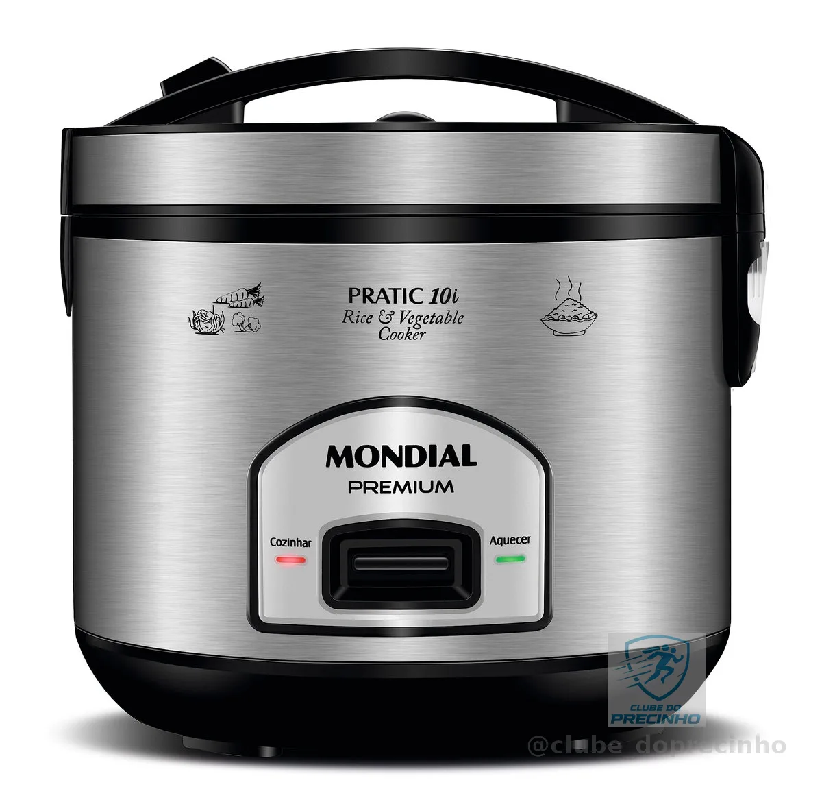 MONDIAL Panela Elétrica de Arroz, Preto/Inox, 700W, 110V - PE-42-10X