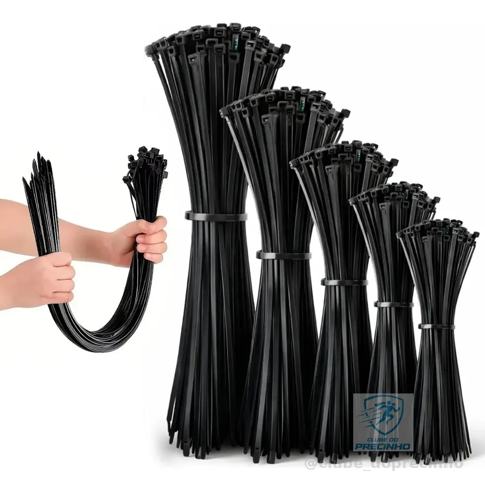Kit 500 Fita Hellerman Cinta Plástica Enforca Gato 5 Tamanho Preto
