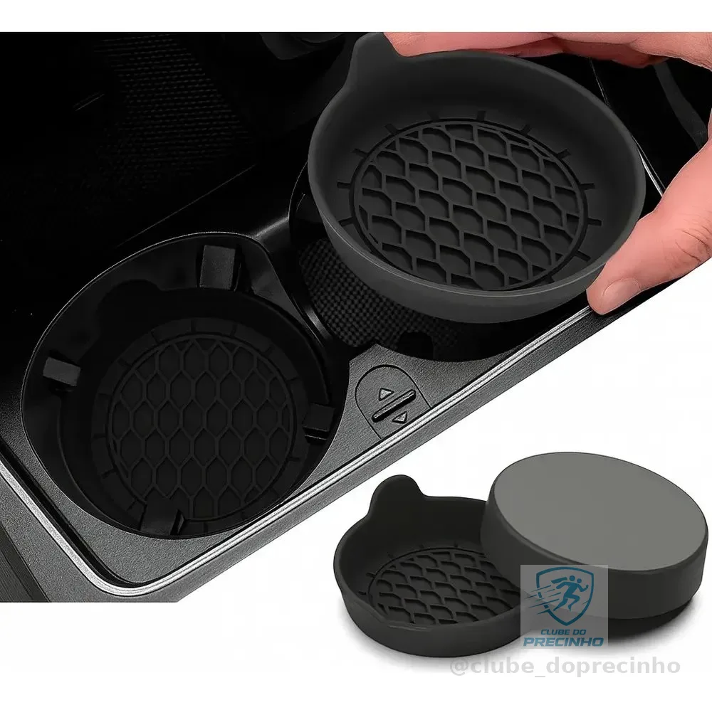 Kit 2pçs Porta Copos Carro Suporte Silicone Antiderrapante Preto
