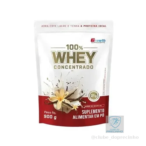 100% Whey Concentrado 900g Growth Supplements Baunilha