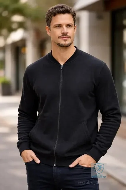Blusa De Moletom Com Ziper Canguru Flanelado Inverno P Ao G1