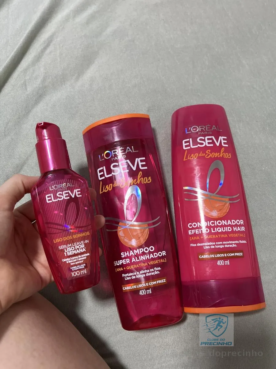 L'Oréal Paris Elseve Liso dos Sonhos Kit Shampoo, Condicionador e Sérum, com Tecnologia Ativada por Calor para um Liso por 1 Semana, Efeito Antifrizz e Barreira Protetora Contra Umidade