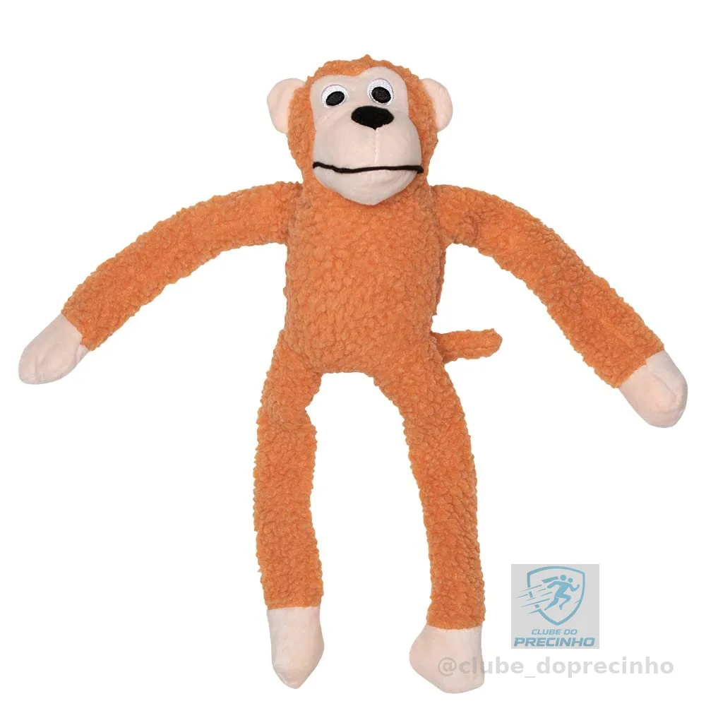 JAMBO PET Brinquedo Mordedor Pelúcia Macaco Kelev Medio Laranja Com Som Para Cães