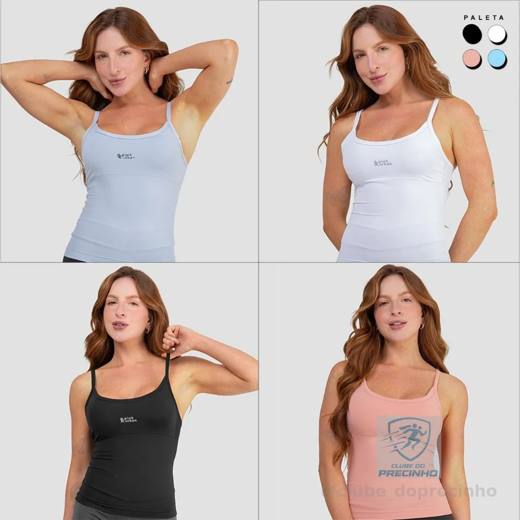 Kit 4 Regata Camiseta Alcinha Fitness Feminino Liso Poliamida Tank Top Slim Academia Verão