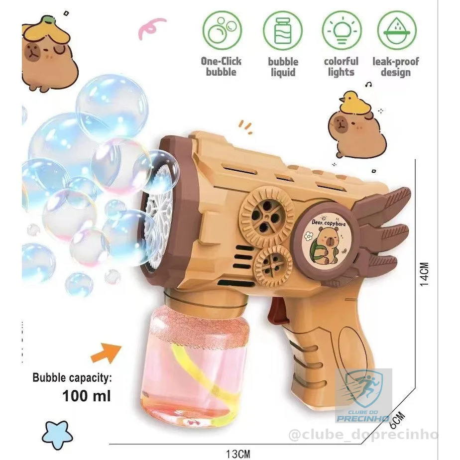 Brinquedo Bolha De Sabão Modelo Capivara Modelo Engrenagem  Bolhas Automatica Divertida