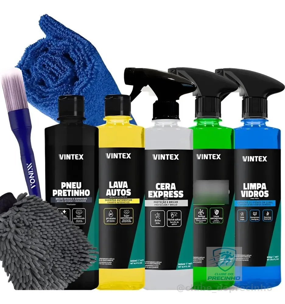 Kit Limpeza Vonixx Vintex Lava Autos Pneu Pretinho Multilimp