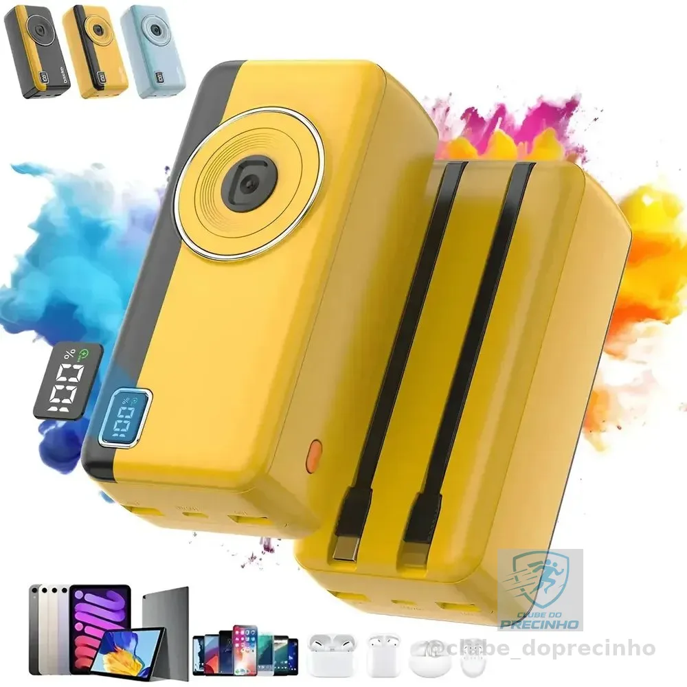 Power Bank Basike 30000mAh de Carregamento Rápido 22.5W para iPhone e Android com Cabos Integrados
