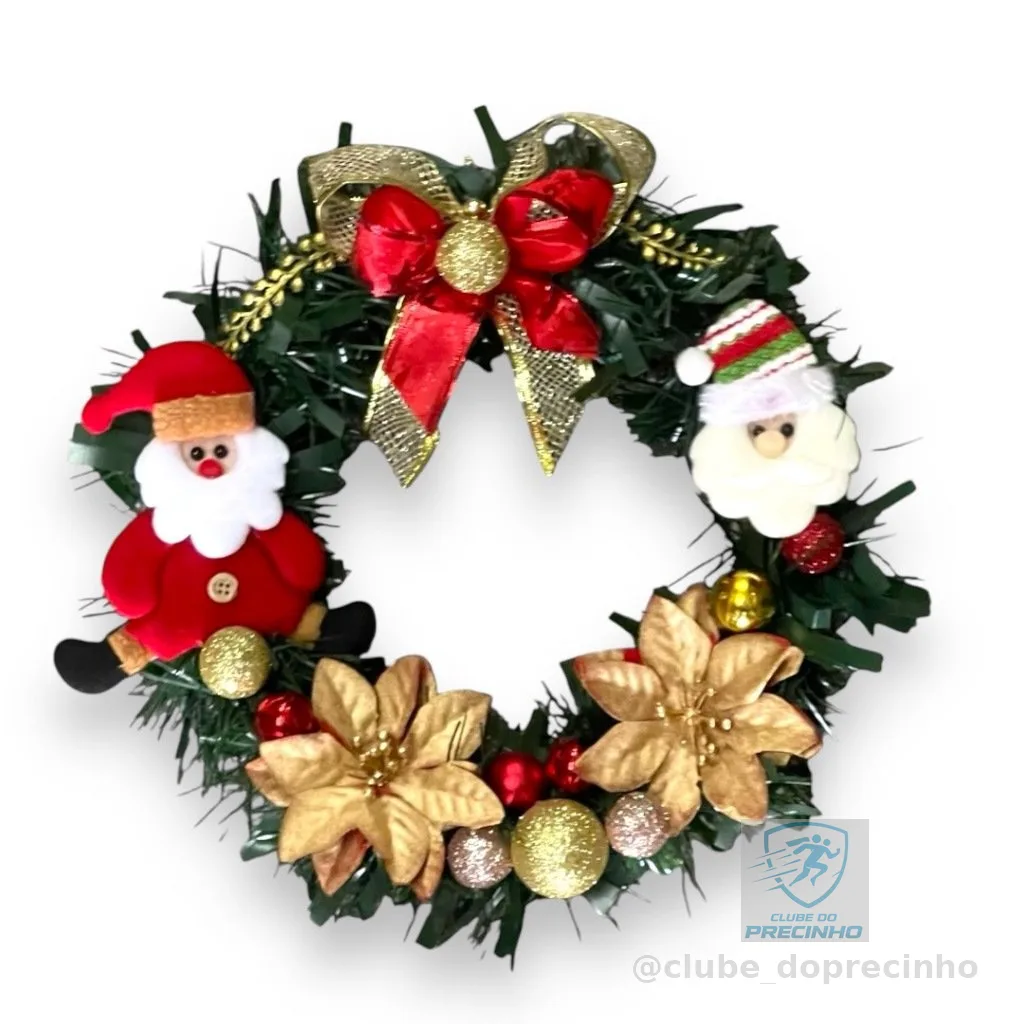 Guirlanda De Natal Decorada Enfeite De Porta Natal Decoração Natal Guirlanda Natalina 30cm