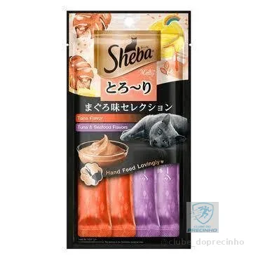 Petisco Sheba Gatos Tipo Churu Atum/ Atum Camarão 4 tubes 12g