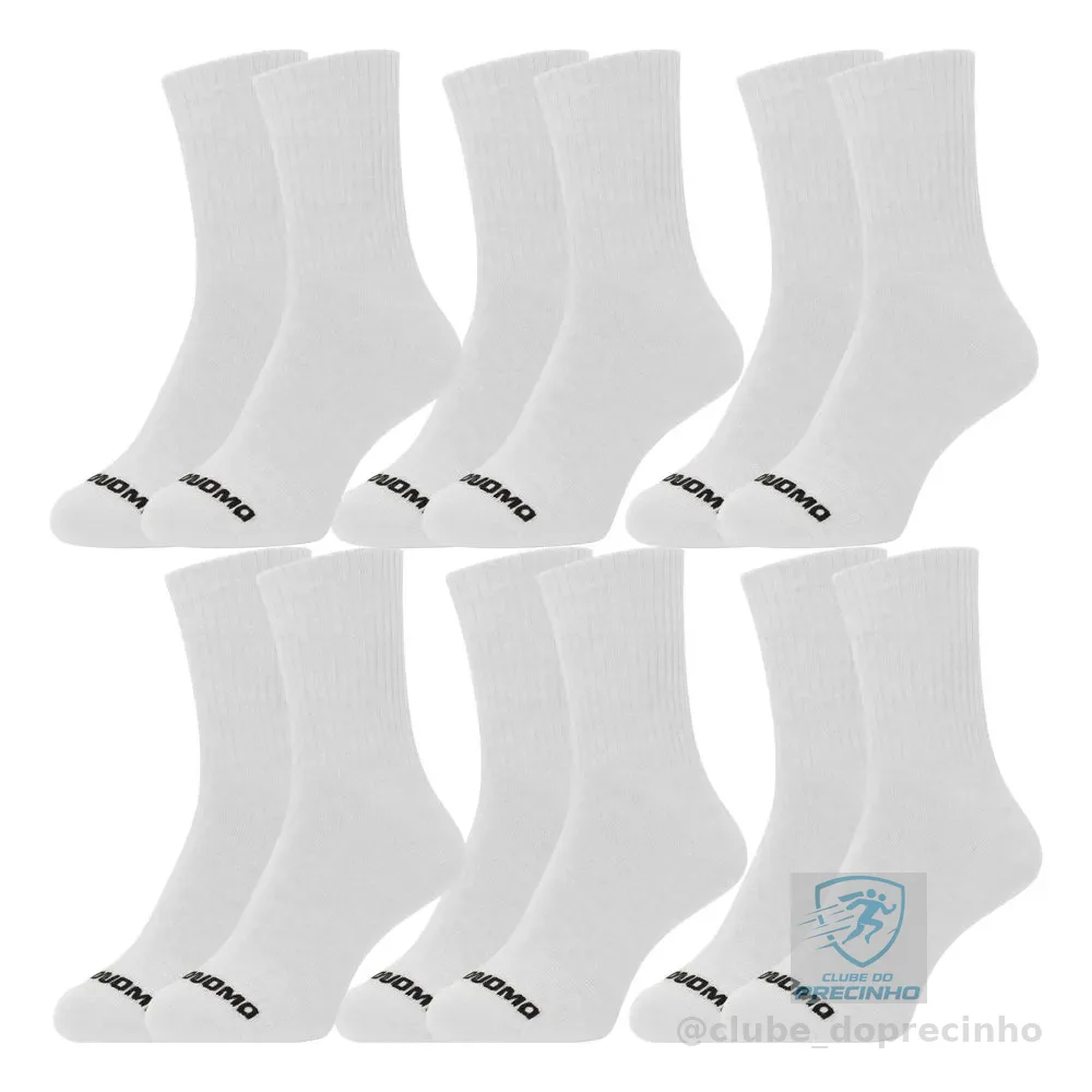 Kit 6 Pares Meias Cano Alto Academia Corrida Algodão Duomo 6 Brancas Meia Academia Algodão Toque Macio 39-44 Meia Cano Alto Meia Algodão