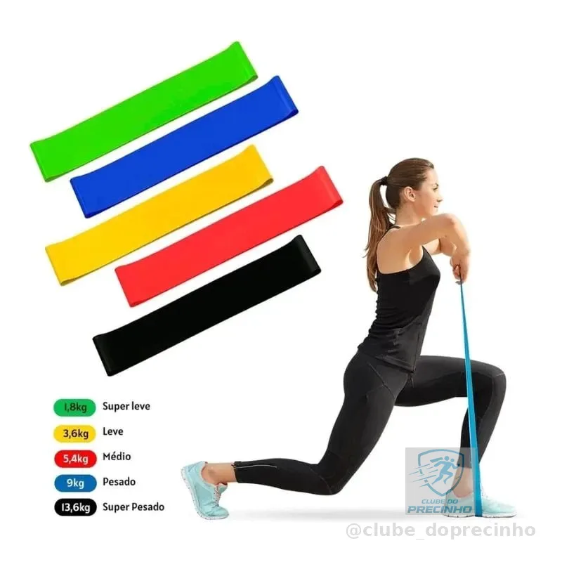 Kit 5 Faixas Elásticas Exercícios Academia Treine Em Casa