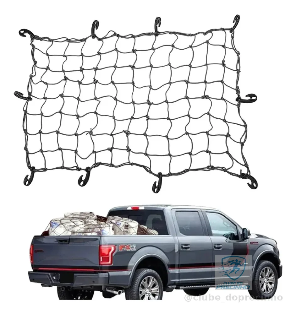 Rede Tela Elástica Aranha Caçamba Caminhonete Pick Up Forte Preto