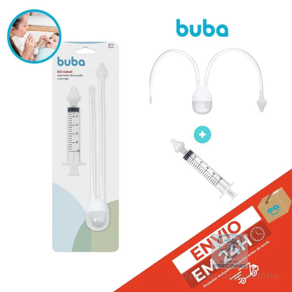 Kit Aspirador Nasal Bebe Seringa Lavagem Nasal Infantil Bebê Buba Crianças