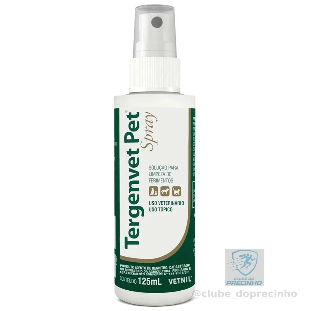Tergenvet Spray 125ml Limpeza Feridas Cães E Gatos - Vetnil