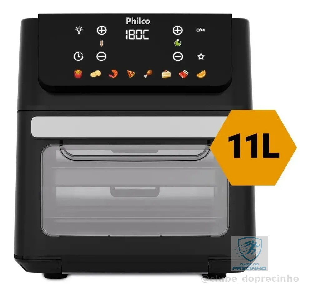Fritadeira Air Fryer Oven 11 Litros 1800w 8 Funções Philco PAF11B