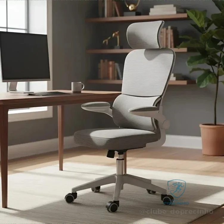 Cadeira Escritório Ergonômica Genebra G500 Luvinco Cor Cinza Com Suporte Lombar Estofado Mesh Malha