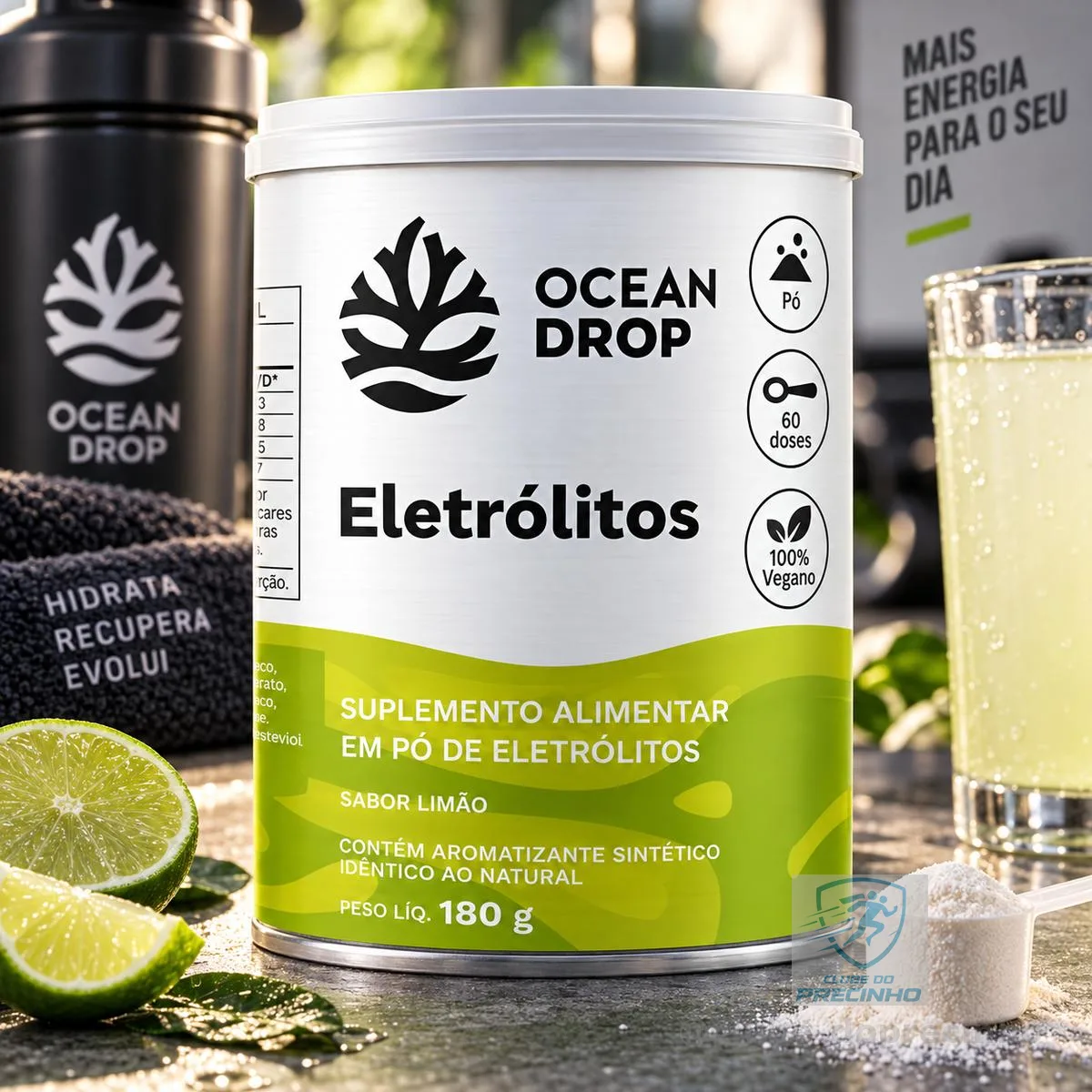 Eletrólitos Ocean Drop Sódio Potássio Fósforo Magnésio Eletrolitos 180g Sabor Limão