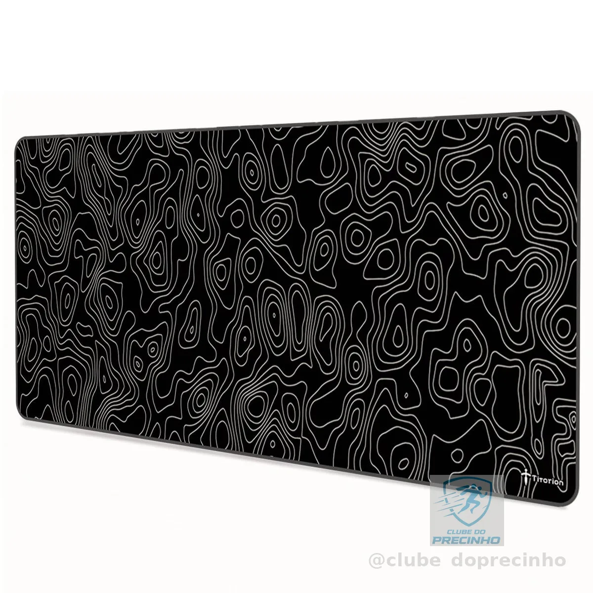 Mouse Pad Gamer Grande Profissional 90x40 SPEED Não Desliza Borda Costurada Curva Nível Terreno Topográfico Preto Branco Titorion (Preto)