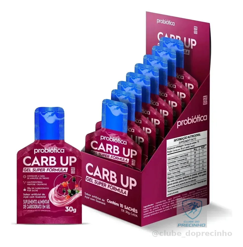 Carb Up Gel Super Fórmula 10 sachês - Probiótica Sabor Açaí com Guaraná