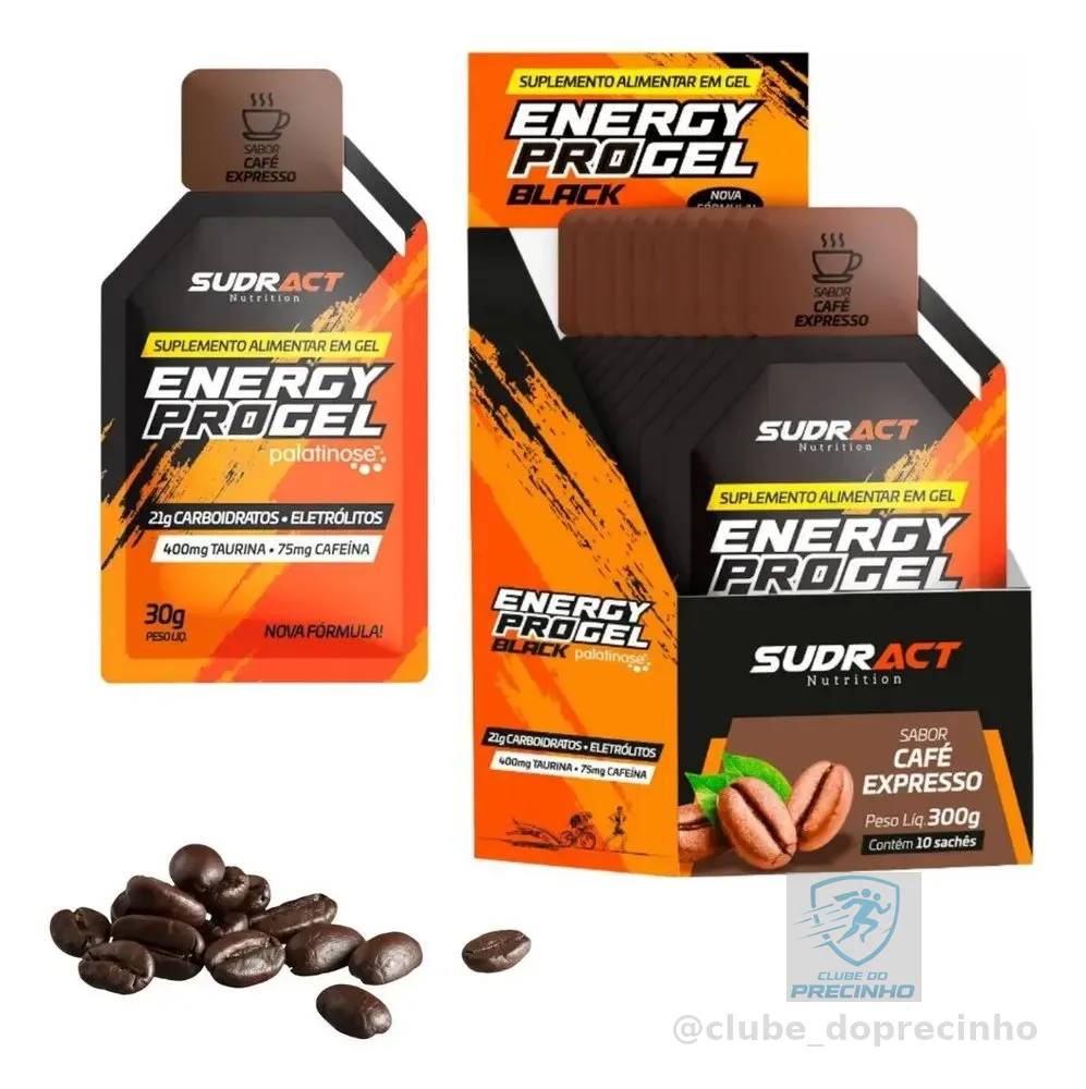 Gel Energético Sudract Energy Pro Com Cafeína e Taurina 10 Sachês Café