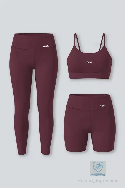 Kit Conjunto Feminino Fitness Top Alça + Legging + Short