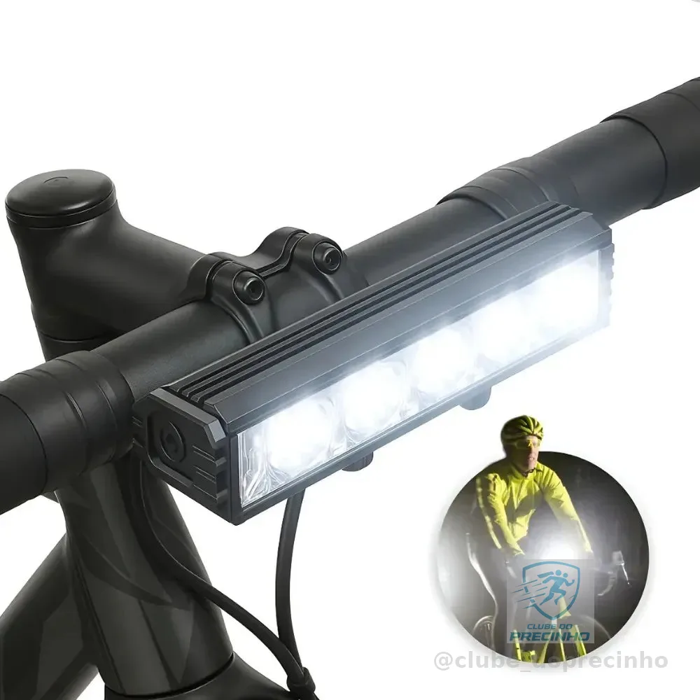 Farol Bike 5 Leds Forte Barra Alumínio Usb Recarregável Cicl Preto