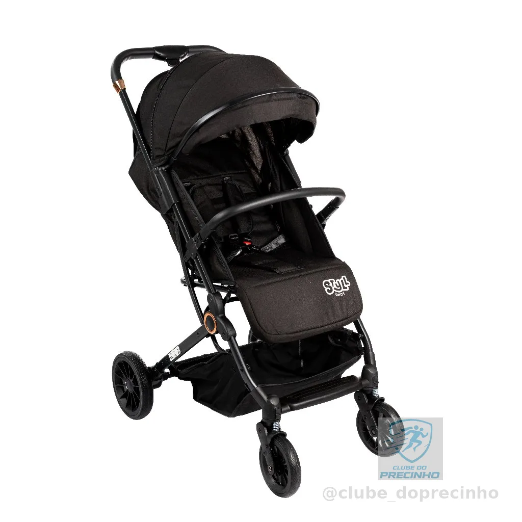 Carrinho de Bebê Passeio Vira Berço Compact Styll Baby Preto
