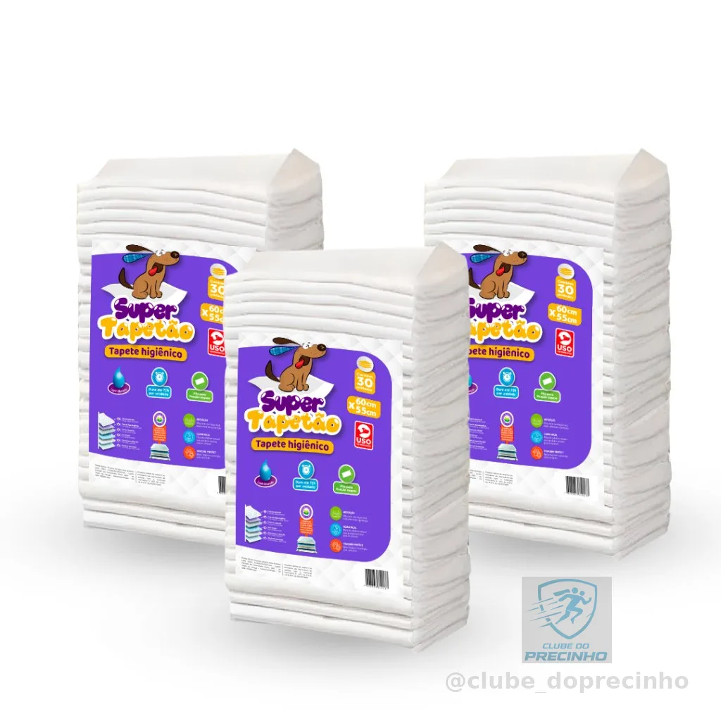 Tapete Higiênico Para Cachorro 60x55 - Kit com 90 unidades