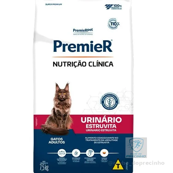 Ração Premier Nutrição Clínica Urinário Gatos Adultos 7,5kg Sabor Frango
