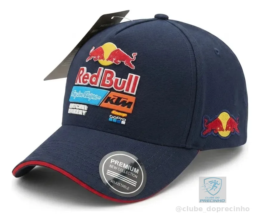 Boné Red Bull Ktm Corrida Azul Marinho Ajustável Moto Fechado Azul Un