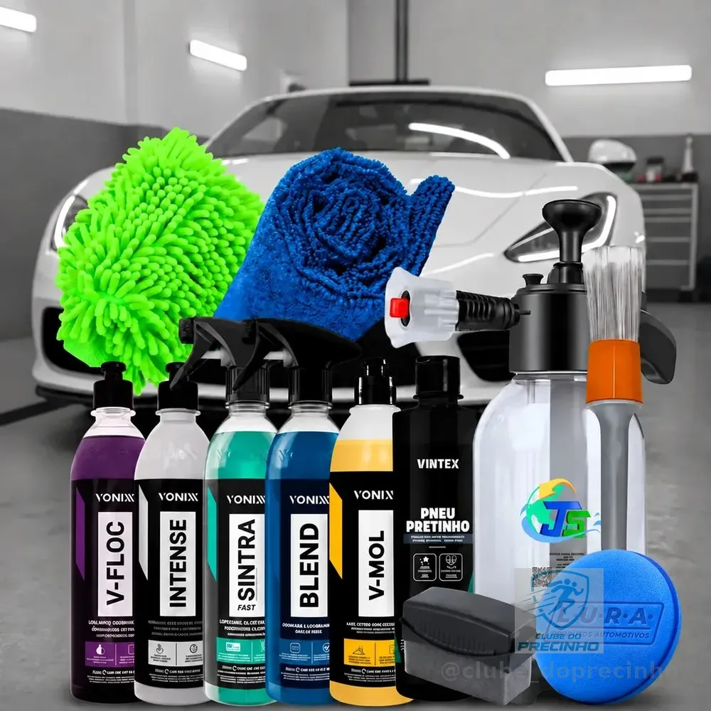 Kit Completo Lavar Carro Rapido Cera Pulverizador 2l Brilho Branco