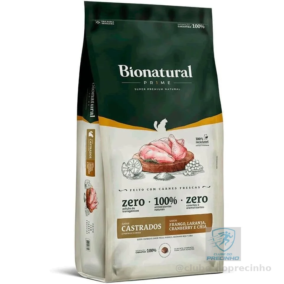 Ração SuperPremium Bionatural Prime Para Gatos Castrados Sabor Frango 7.5kg