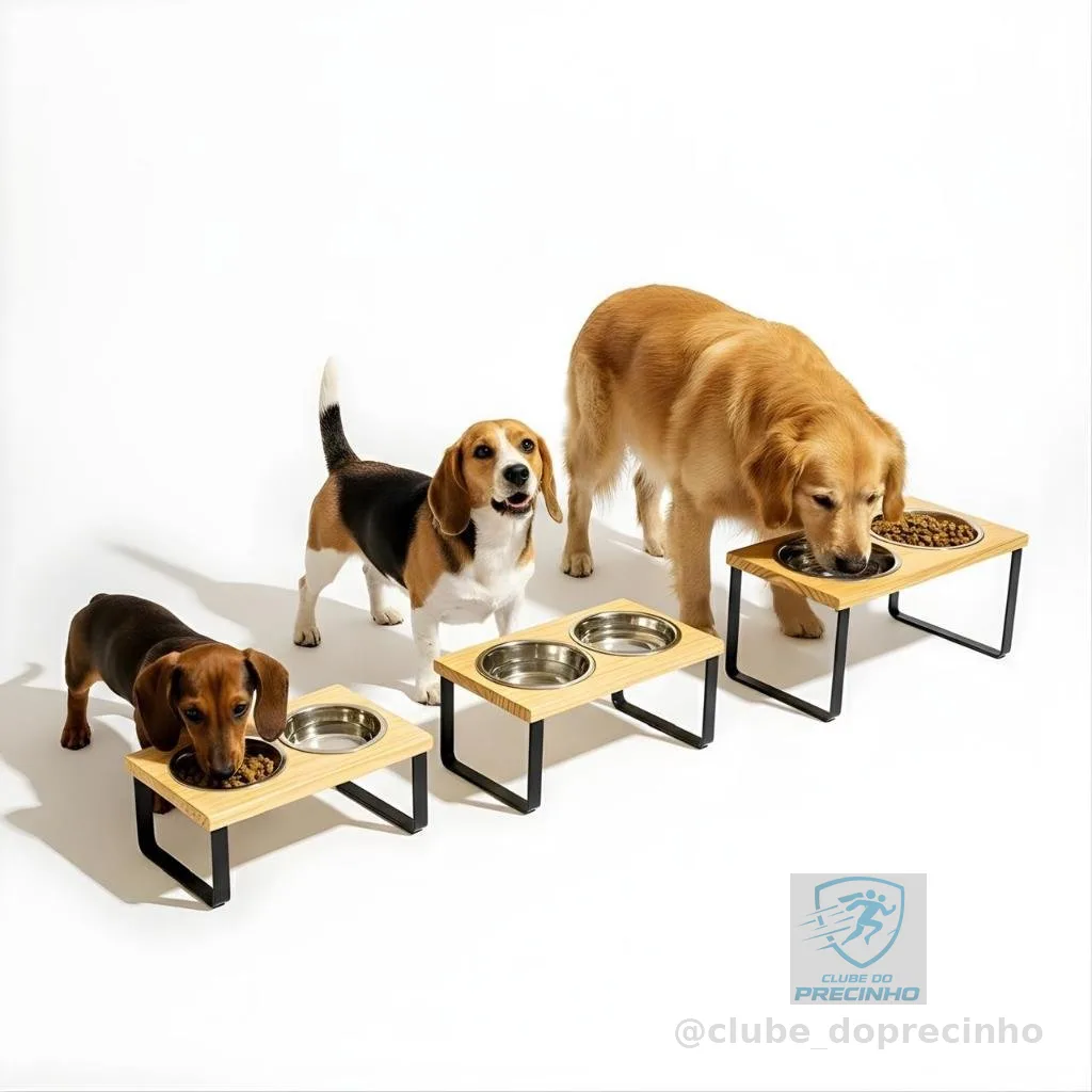 Comedouro Para Cachorro Elevado PMG Pé De Ferro Tigela De inox Profissional